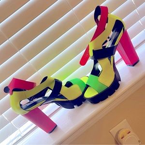 Multi-Colored Chunky Heels